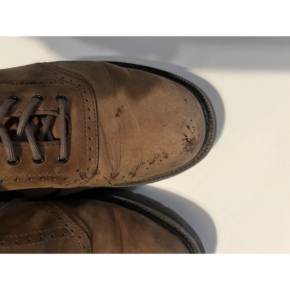 Rockport Waterproof Leather Oxford Shoes Mens 8W Brown Cap Toe Comfort Dress